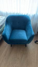 Blauwe Fluweel Fauteuil - Nieuw, Ophalen, Nieuw, 75 tot 100 cm, 75 tot 100 cm