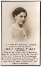 Elisa Theresia Pillet 1920 - 1938 Meerbeke, 17 jaar, Bidprentje, Verzenden