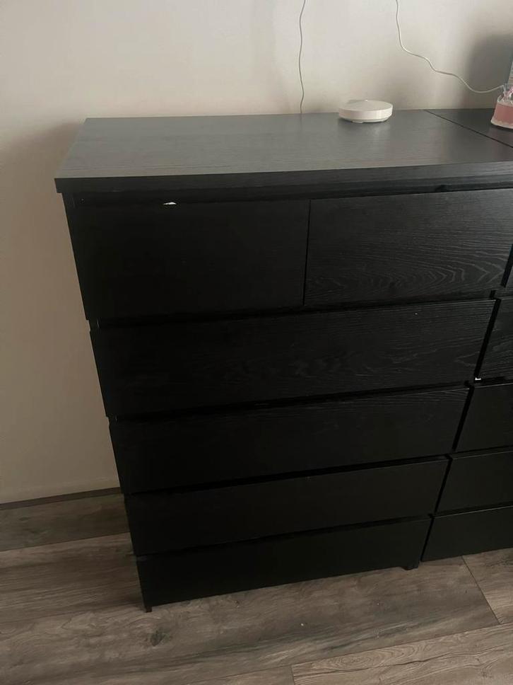 Bruin Zwarte Malm IKEA Ladekast - 6 Lades, Huis en Inrichting, Kasten | Kledingkasten, Gebruikt, 100 tot 150 cm, 50 tot 100 cm