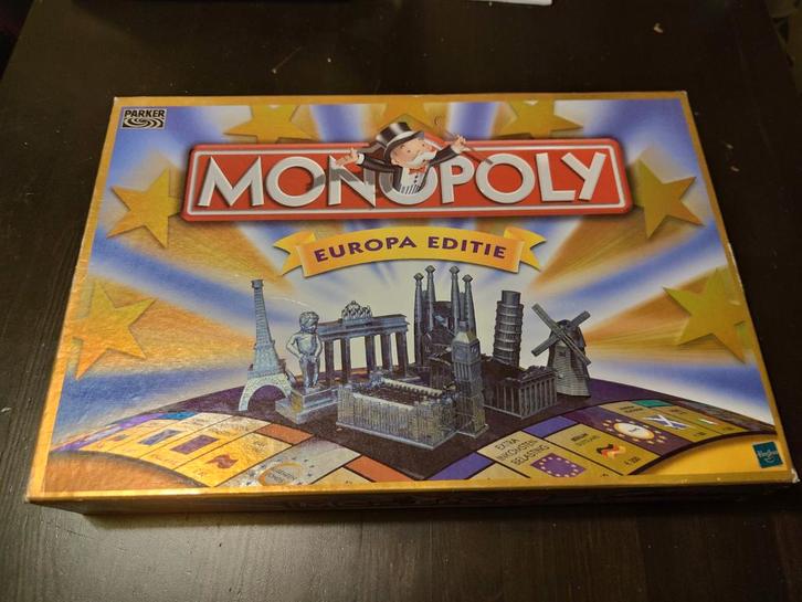 Monopoly Europa Editie - Compleet!, Hobby en Vrije tijd, Gezelschapsspellen | Bordspellen, Zo goed als nieuw, Een of twee spelers