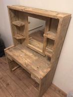 Leuke steigerhouten kaptafel met spiegel en stoeltje, Ophalen, Gebruikt