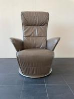 Bruine topform relax fauteuil licht bruin leer, Gebruikt, Leer, Ophalen of Verzenden, 50 tot 75 cm