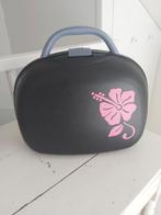 Zwarte beautycase hardcase toilettas zwart roze bloemsticker, Ophalen of Verzenden, Zo goed als nieuw, Zwart