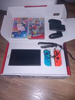 Nintendo Switch rood en blauw + Mario odyssey, Justdance '20, Spelcomputers en Games, Spelcomputers | Nintendo Switch, Ophalen of Verzenden