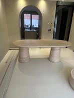 Japandi Ovale Eettafel Travertin Look 220x95cm - Nieuw, Overige materialen, Vier personen, Ovaal, Nieuw