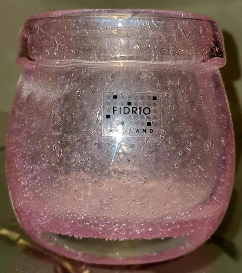 Fidrio vaasje bloempot kaarsenhouder roze glas mondgeblazen, Huis en Inrichting, Woonaccessoires | Vazen, Zo goed als nieuw, Overige kleuren