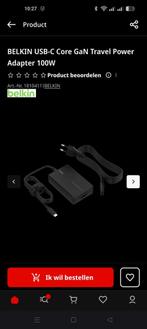 Belkin usb-c 100w core gan travel power adapter, Computers en Software, Ophalen of Verzenden, Nieuw