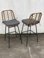 2 stuks luxe rotanlook horeca barkrukken, café, kruk, bar, Huis en Inrichting, Barkrukken, Ophalen, Met voetsteun, 60 tot 90 cm