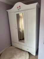 Vintage brocante kast wit met spiegel, Antiek en Kunst, Ophalen