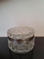 Vintage geslepen kristallen pot met metalen sluiting, Ophalen of Verzenden