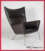 Wing Chair Hans J. Wegner Carl Hansen & Son Bruin Leder, Huis en Inrichting, Fauteuils, Niet ingevuld, Zo goed als nieuw, Niet ingevuld