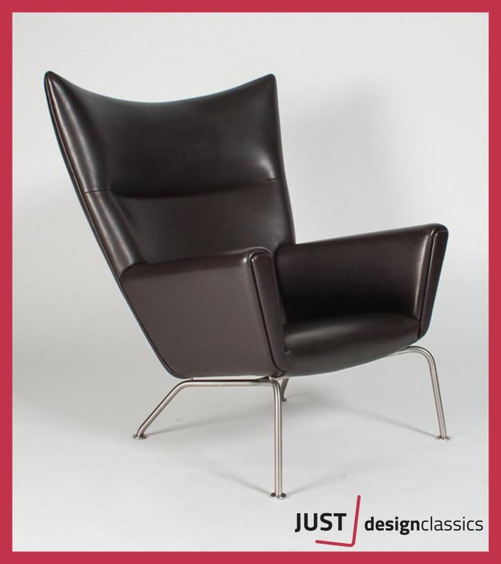 Wing Chair Hans J. Wegner Carl Hansen & Son Bruin Leder, Huis en Inrichting, Fauteuils, Zo goed als nieuw