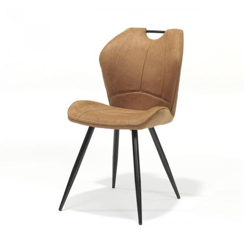 Eetkamerstoel Rebel stof soft cognac | Webshop, Huis en Inrichting, Stoelen, Nieuw, Metaal, Stof, Overige kleuren, Ophalen of Verzenden