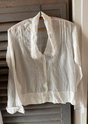 Prachtige Antieke Blouse, Wit, Brocante beschikbaar voor biedingen