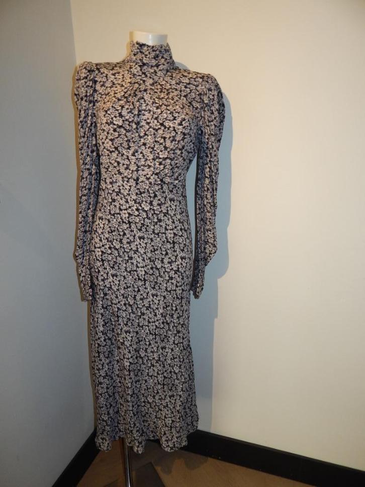 BA&SH prachtige langere jurk print kolletje pof mouw 2/M, Kleding | Dames, Jurken, Zo goed als nieuw, Maat 38/40 (M), Overige kleuren