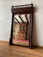 ANTIEK in topstaat verkerende MECHELSE SPIEGEL donker eiken, Ophalen, Rechthoekig, 50 tot 100 cm, 150 tot 200 cm