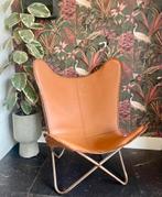 Vlinderstoel, Leer, Huis en Inrichting, Stoelen, Ophalen, Gebruikt, Bruin, Leer