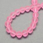 100 Glaskralen frosted 6mm roze, Verzenden, Nieuw, Kraal