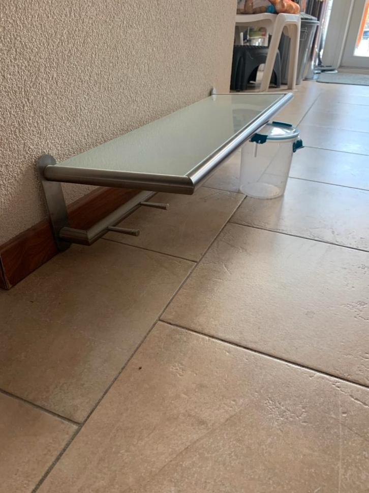 Moderne Roestvrijstalen kapstok /wandplank, Huis en Inrichting, Woonaccessoires | Kapstokken, Gebruikt, Wandkapstok, Minder dan 100 cm