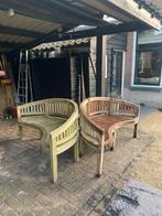 2 teakhouten bankjes, Ophalen, Teakhout