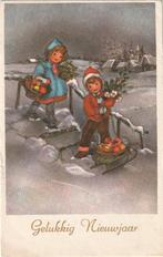 KERST SNEEUW DORP MEISJE JAREN 50 ZEER MOOI OUDE KAART KL236, Ophalen of Verzenden, 1940 tot 1960, Gelopen, Overige thema's