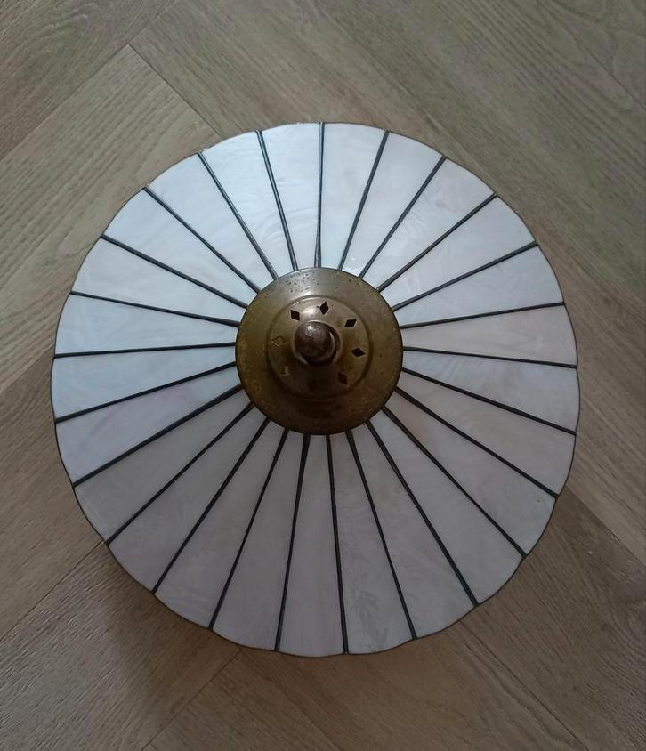 Art Deco glas in lood Plafondlamp, Huis en Inrichting, Lampen | Plafondlampen, Zo goed als nieuw, Glas, Metaal, Ophalen