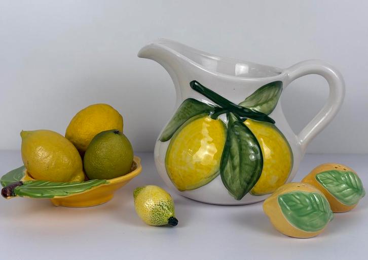 Vintage keramiek citroen set kan schaaltje peper zout kurk, Antiek en Kunst, Antiek | Keramiek en Aardewerk, Ophalen