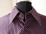  Paars overhemd met wit bloemenprint John Cabot , mt M 39-40, Kleding | Heren, Overhemden, Paars, Zo goed als nieuw, John Cabot