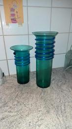 Stijlvolle design vazen jaren 70/79,lees de beschrijving, Blauw, Ophalen of Verzenden, Minder dan 50 cm, Glas