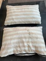 Set van 2 gestreepte kussens, Huis en Inrichting, Woonaccessoires | Kussens, Ophalen, Gebruikt, Beige, Rechthoekig