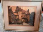 Ets kleuren ets schilder Alfred van Neste Brugge België, Antiek en Kunst, Ophalen of Verzenden
