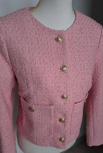 Roze H&M tweed/ boucle Jasje - Maat M beschikbaar voor biedingen
