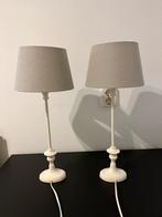 Beige Schemerlampjes - Set van 2, Huis en Inrichting, Lampen | Tafellampen, Ophalen, Zo goed als nieuw, Stof, 50 tot 75 cm