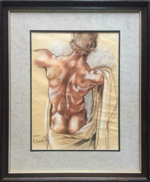 ==gesigneerd==mannelijk naakt op de rug gezien==, Antiek en Kunst, Kunst | Schilderijen | Klassiek, Ophalen of Verzenden