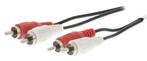 2x RCA Male | 2x RCA Male | Vernikkeld | 1.00 m | Rond | Zwa, Ophalen of Verzenden, Nieuw, Minder dan 2 meter, Componentkabel