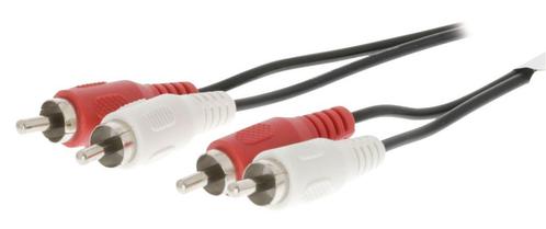 2x RCA Male | 2x RCA Male | Vernikkeld | 1.00 m | Rond | Zwa, Audio, Tv en Foto, Audiokabels en Televisiekabels, Nieuw, Componentkabel