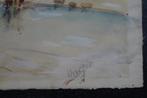 aquarel vrouwen steken rivier over, Indonesie, L.Herger 1952, Verzenden