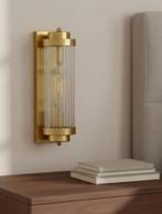 Nieuw in Doos! Luxe Art Deco Wandlamp /Muurlamp Goud/Messing, Ophalen of Verzenden, Nieuw, Glas, Art deco Hotel chique Scupturaal