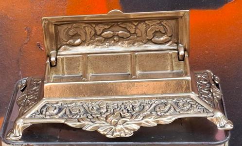 Postzegelbakje. Art nouveau. Frankrijk.  Messing., Antiek en Kunst, Curiosa en Brocante, Ophalen