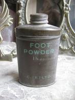 Brocante Oud Engels Blikje met Foot Powder / Talkpoeder, Antiek en Kunst, Verzenden