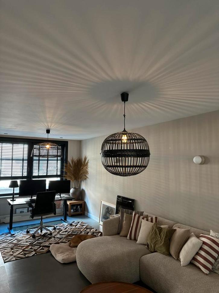 Zwarte Bamboe Hanglampen - Set van 5, Huis en Inrichting, Lampen | Hanglampen, Nieuw, Minder dan 50 cm, Hout, Ophalen