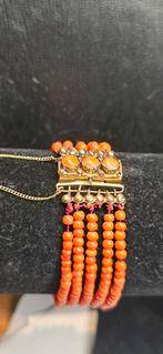 Antiek bloedkoralen armband met 14kr goud, Ophalen of Verzenden, Zo goed als nieuw, Goud, Goud