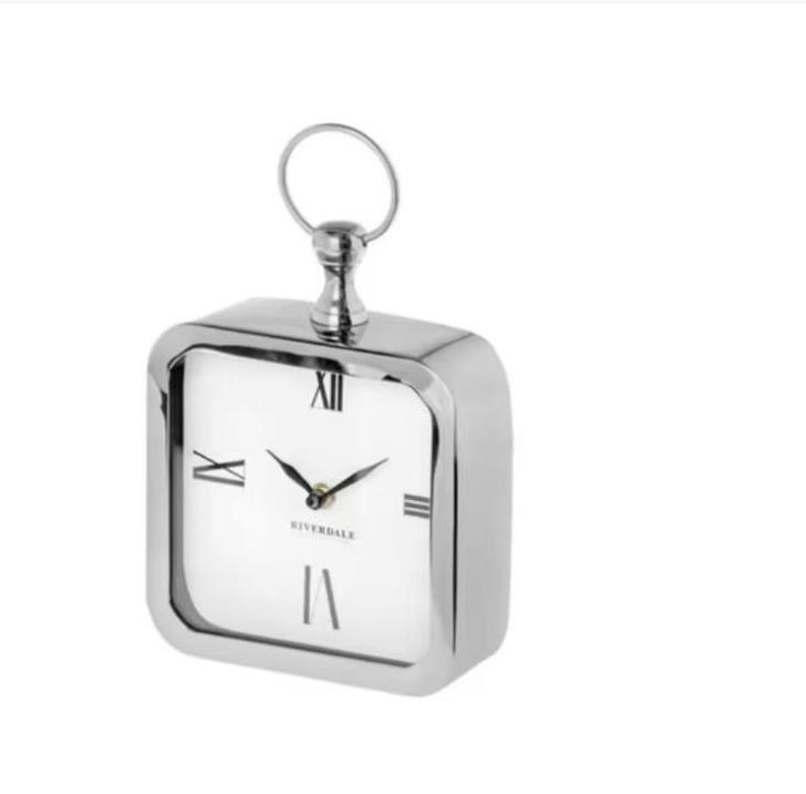 Riverdale Tafelklok Zilver 20cm, Huis en Inrichting, Woonaccessoires | Klokken, Nieuw, Ophalen of Verzenden