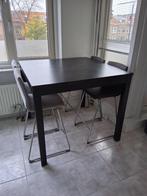 Zwarte Ikea staf tafel, Huis en Inrichting, Tafels | Eettafels, Ophalen, Gebruikt, 50 tot 100 cm, Vierkant