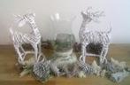2 witte grote rattan herten rendieren decoratie winter item, Ophalen of Verzenden, Gebruikt