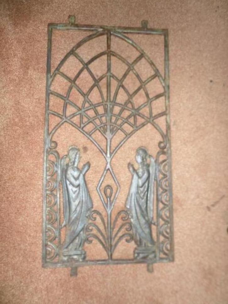 Deurrooster - Twee biddende engelen - H70xB35xD1.5cm, Antiek en Kunst, Curiosa en Brocante, Ophalen