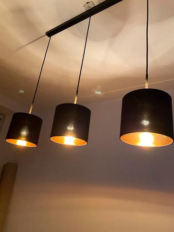 Zwart textiel hanglamp met 3 Lampen beschikbaar voor biedingen
