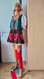 Carnaval dirndl jurkje mt 38/40, kousen, blonde pruik, Ophalen of Verzenden, Zo goed als nieuw, Maat 38/40 (M), Carnaval