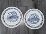2 blauwe aardewerk borden, Ophalen of Verzenden