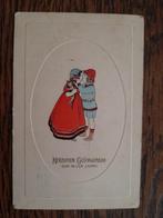 oude getekende kaart jongen en meisje kussen en kat, 1914, Verzamelen, Ansichtkaarten | Themakaarten, Gelopen, Feest(dag), Voor 1920